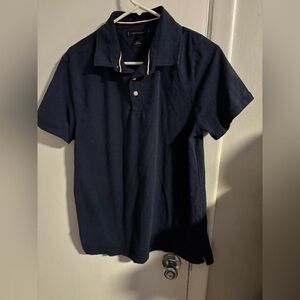 Tommy Hilfiger Navy Polo Shirt Men’s Large Slim Fit Short Sleeve